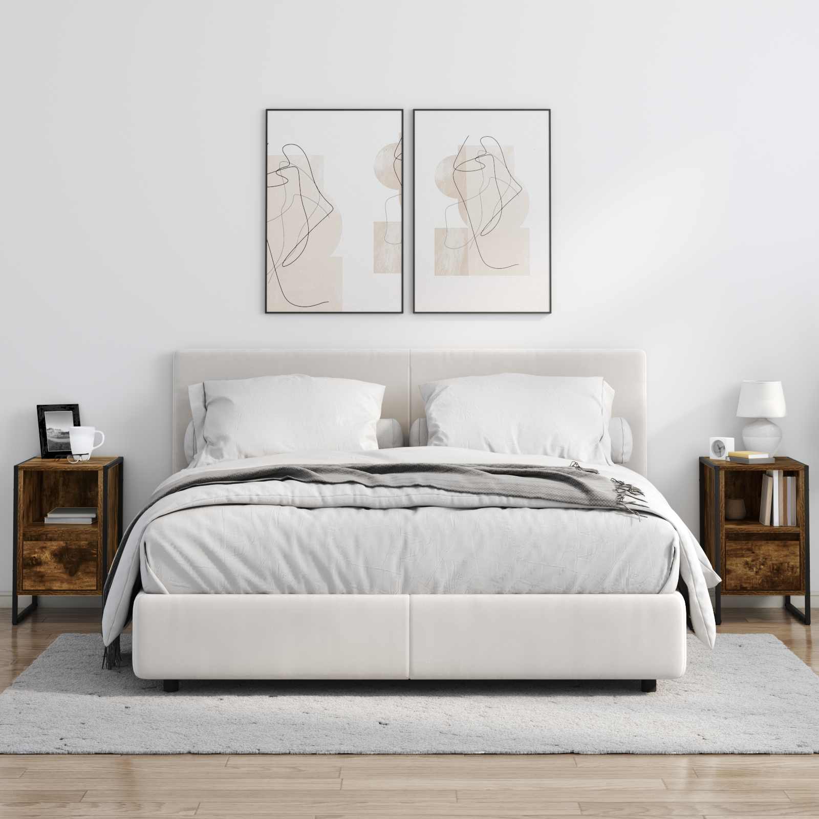 Noptieră 2 pcs Stejar fumuriu 39,5 x 30 x 50 cm Lemn compozit GartenMobel Dekor