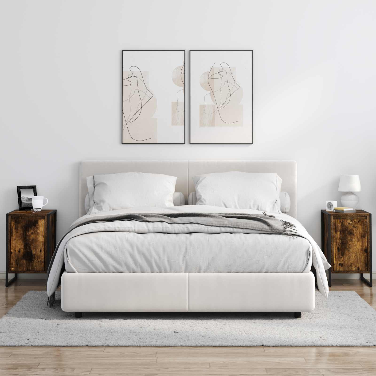 Noptieră 2 pcs Stejar fumuriu 39,5 x 30 x 50 cm Lemn compozit GartenMobel Dekor