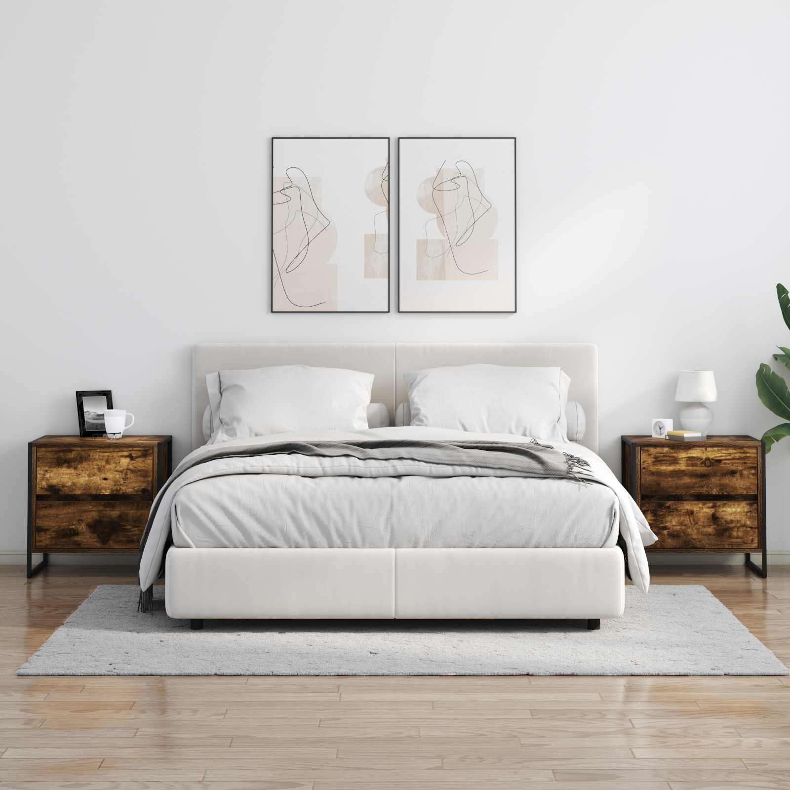 Noptieră 2 pcs Stejar fumuriu 50 x 39.5 x 50 cm Lemn compozit GartenMobel Dekor