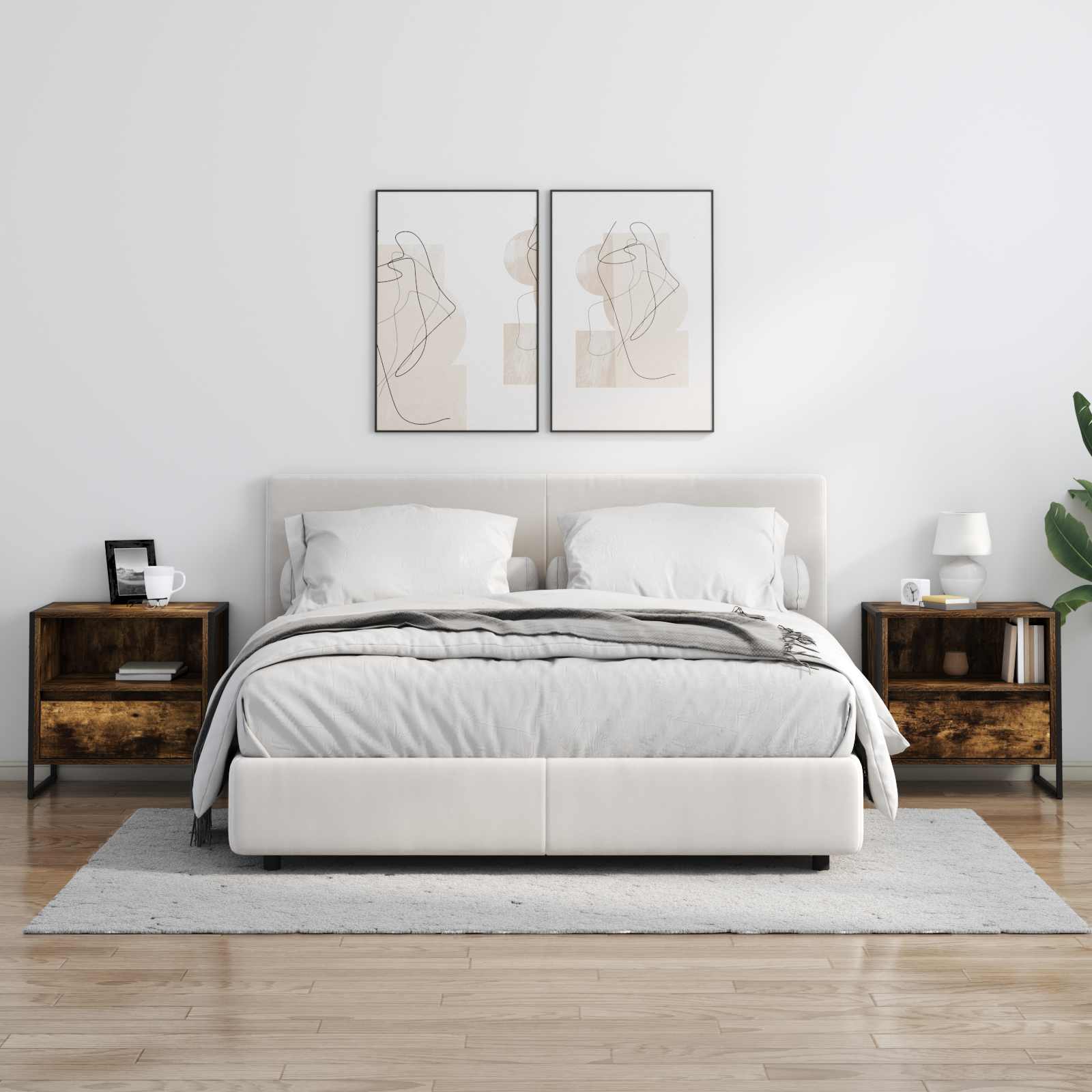 Noptieră 2 pcs Stejar fumuriu 50 x 39,5 x 50 cm Lemn compozit GartenMobel Dekor