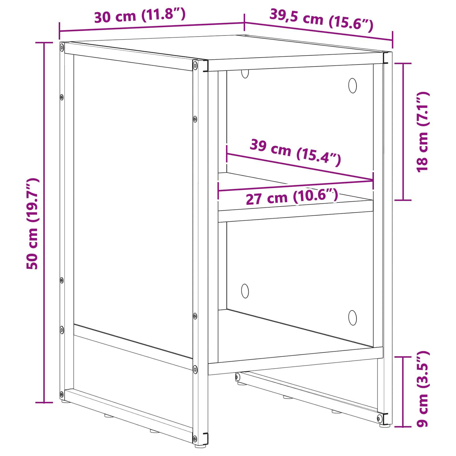 Noptieră Lemn Vechi 39.5 x 30 x 50 cm Lemn compozit GartenMobel Dekor