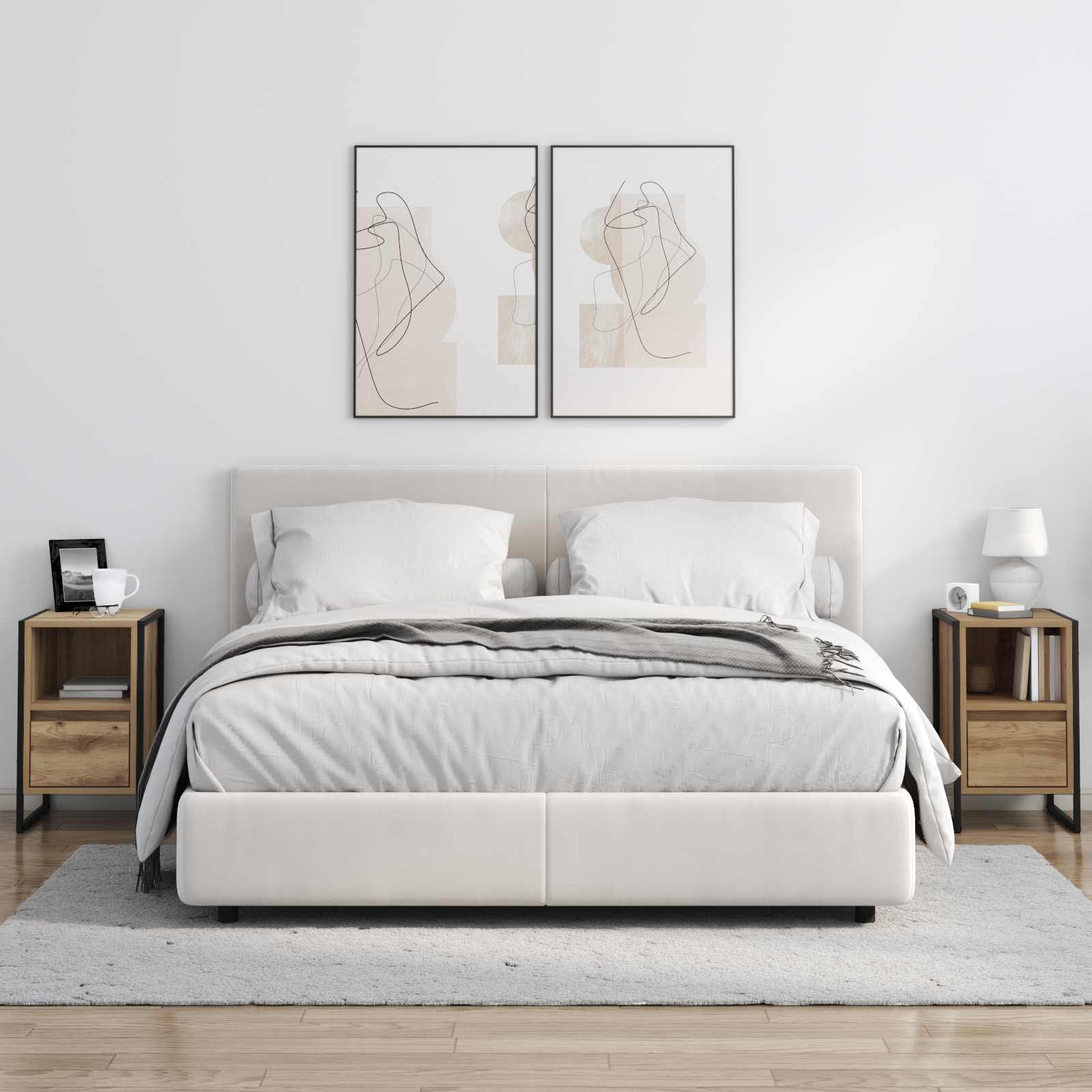 Noptieră Stejar artizanal 39,5 x 30 x 50 cm Lemn compozit GartenMobel Dekor