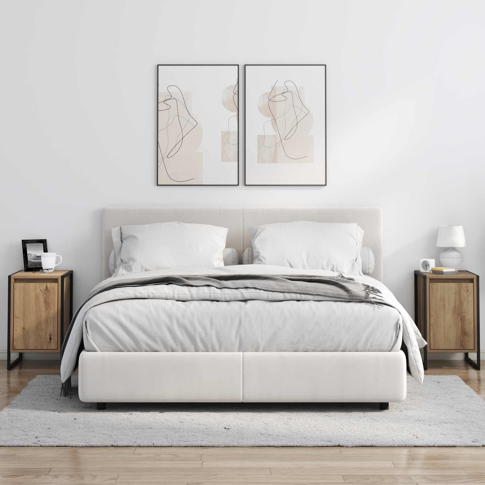 Noptieră Stejar artizanal 39,5 x 30 x 50 cm Lemn compozit GartenMobel Dekor