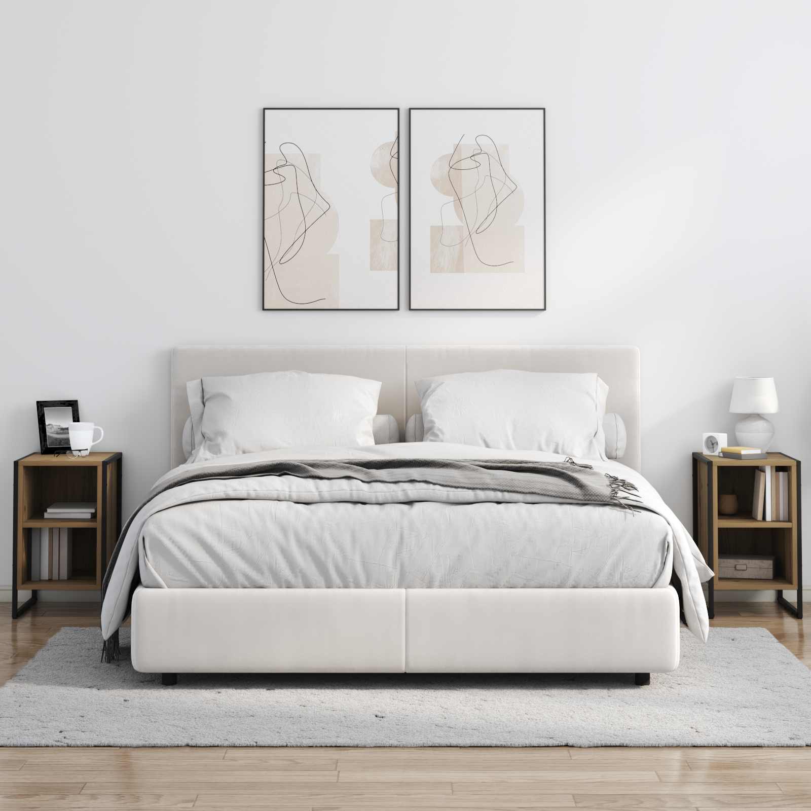 Noptieră Stejar artizanal 39.5 x 30 x 50 cm Lemn compozit GartenMobel Dekor