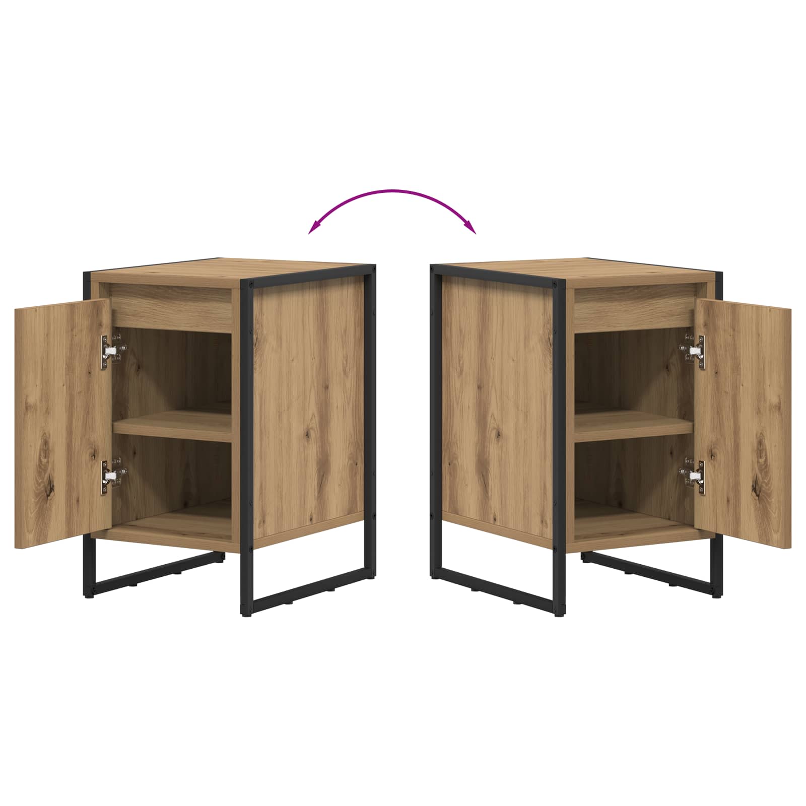 Noptieră Stejar artizanal 39,5 x 30 x 50 cm Lemn compozit GartenMobel Dekor