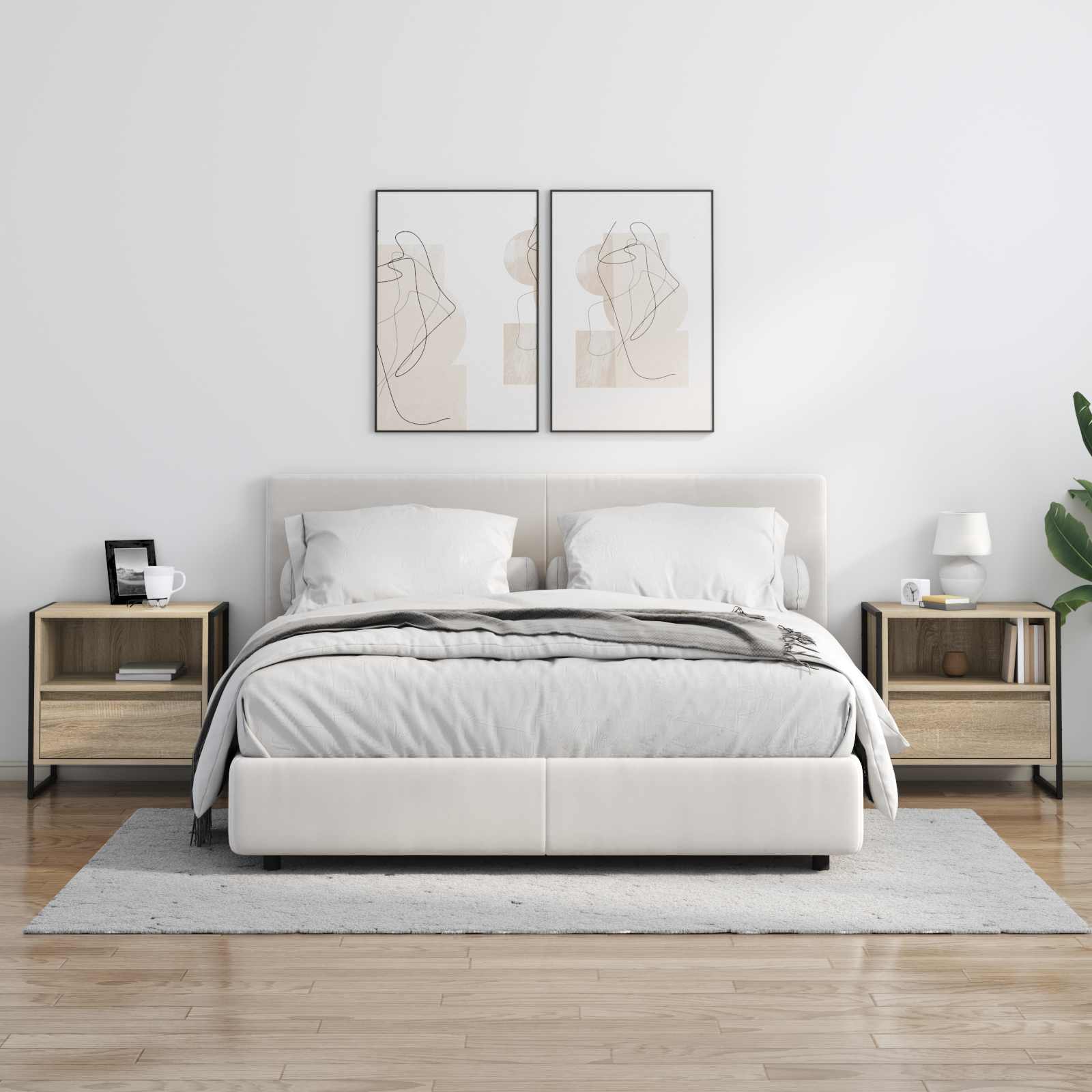 Noptieră cu sertar 2 pcs Sonoma 50 x 39,5 x 50 cm Lemn compozit GartenMobel Dekor