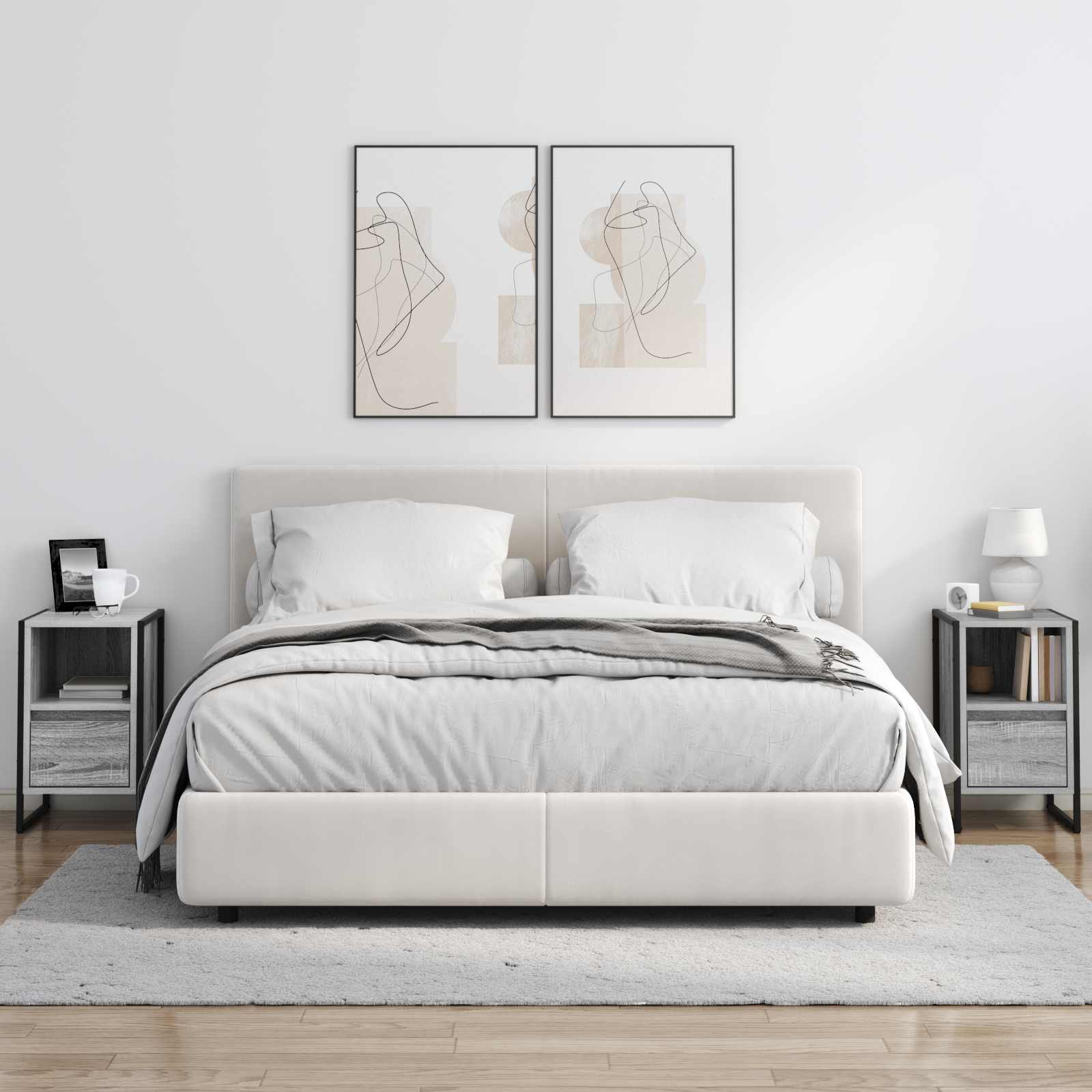 Noptieră cu sertar Gri Sonoma 39,5 x 30 x 50 cm Lemn compozit GartenMobel Dekor