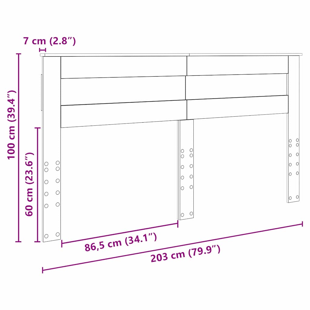 Tăblie cap cu headboard Stejar Artizanal 200 cm Lemn compozit GartenMobel Dekor
