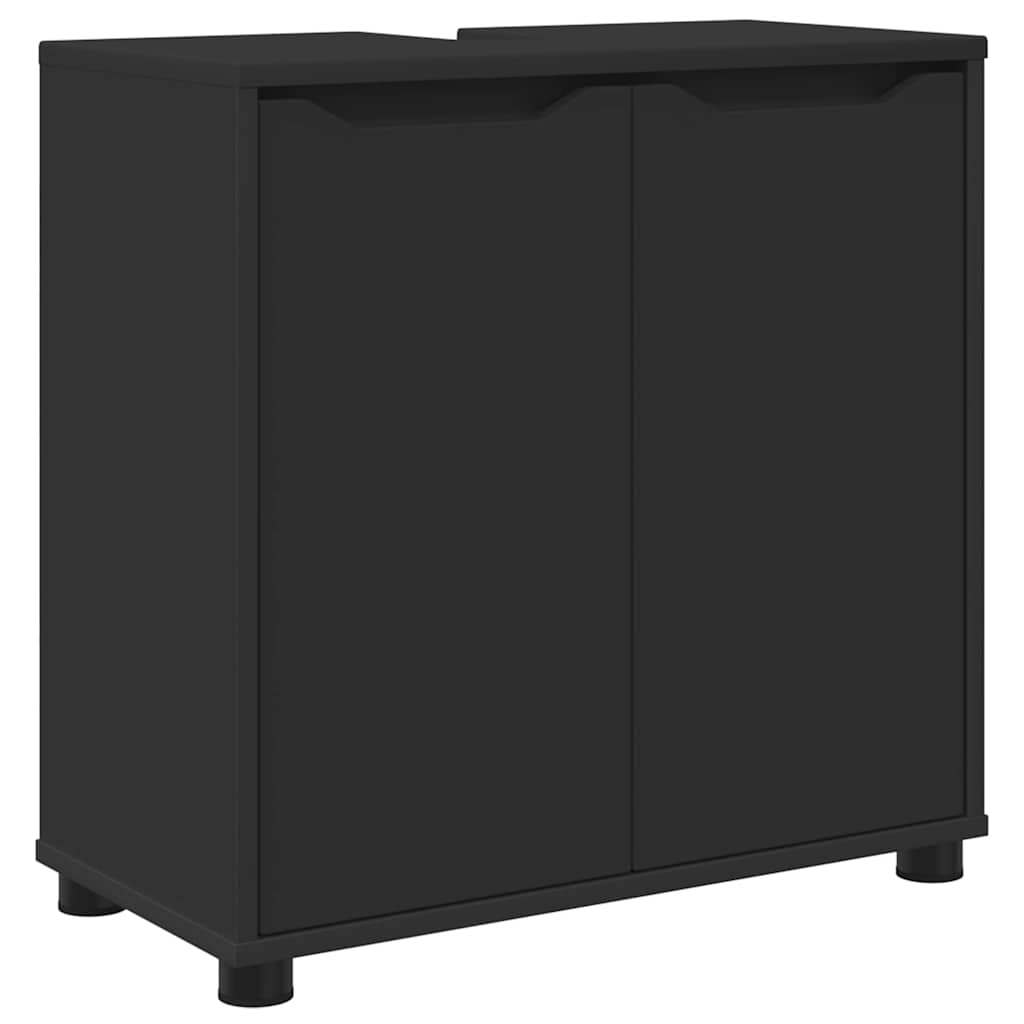 Cabinet pentru chiuvetă de baie cu raft Negru 60 x 30 x 60 cm GartenMobel Dekor