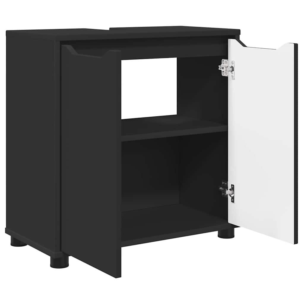 Cabinet pentru chiuvetă de baie cu raft Negru 60 x 30 x 60 cm GartenMobel Dekor