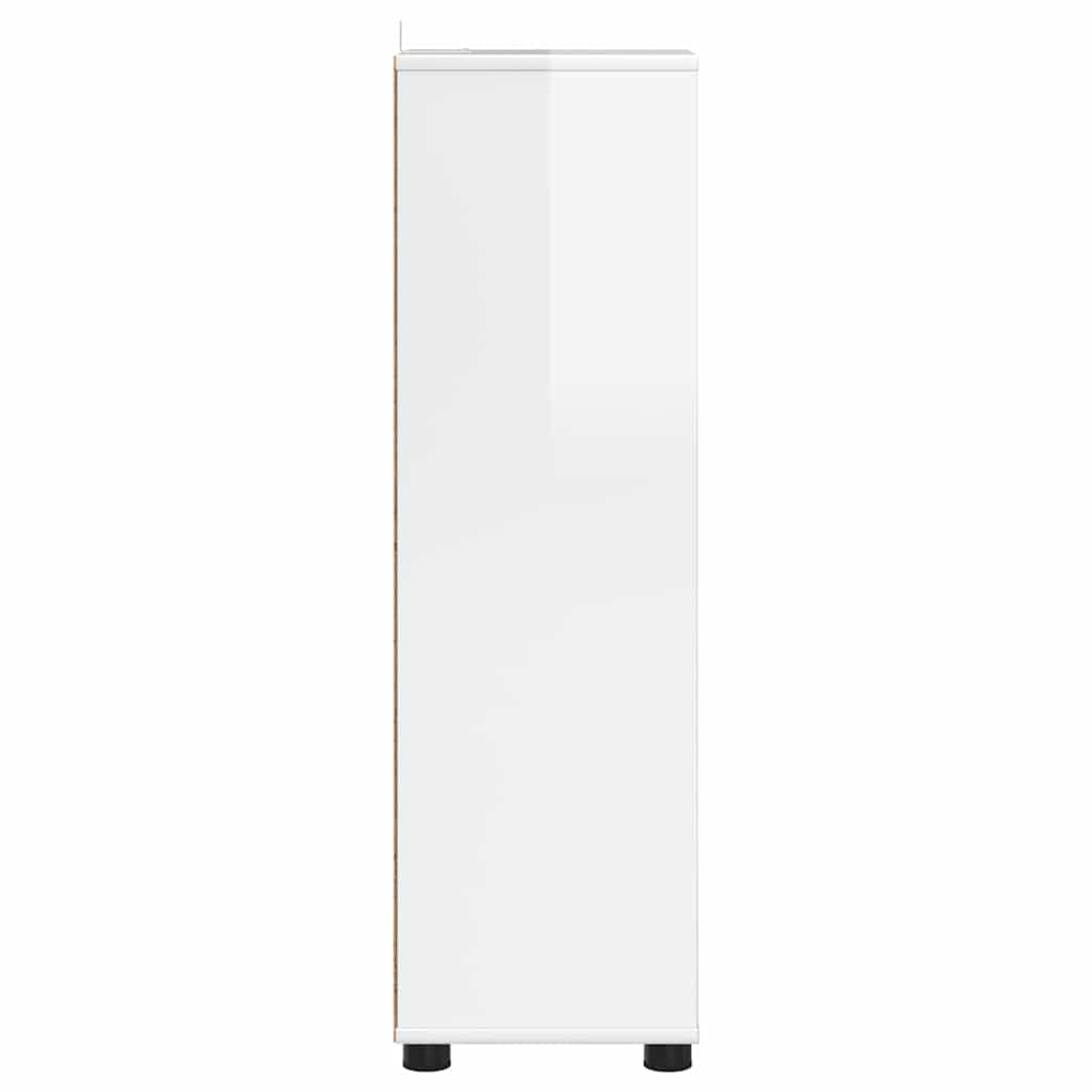 Dulap de Baie Alb lucios 30,5 x 30 x 101 cm Lemn compozit GartenMobel Dekor