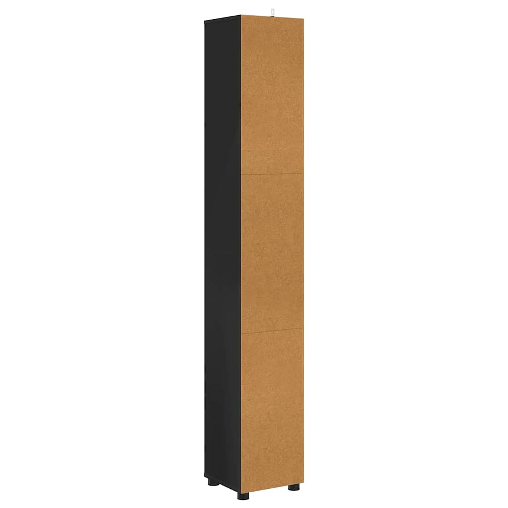 Dulap de Baie cu raft Negru 30,5 x 30 x 195 cm Lemn compozit GartenMobel Dekor