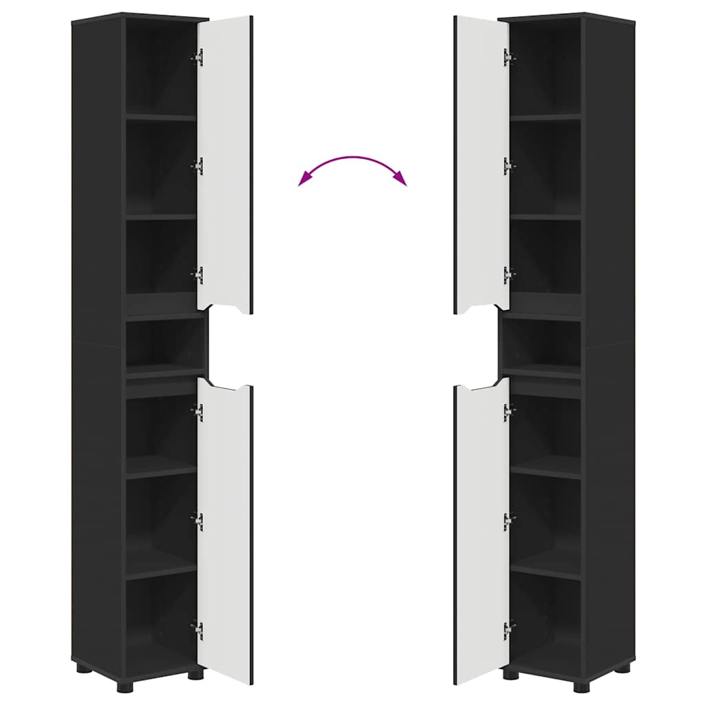 Dulap de Baie cu raft Negru 30,5 x 30 x 195 cm Lemn compozit GartenMobel Dekor