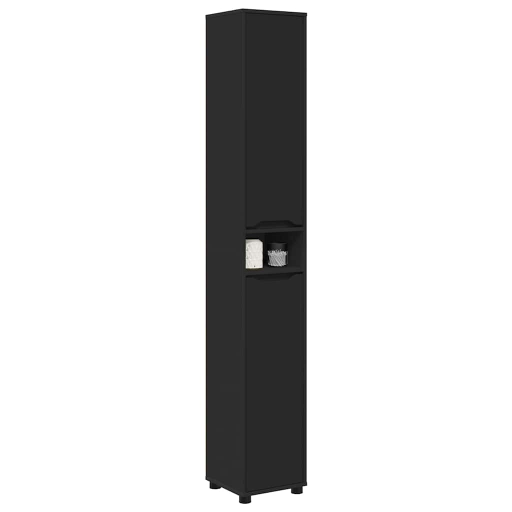 Dulap de Baie cu raft Negru 30,5 x 30 x 195 cm Lemn compozit GartenMobel Dekor