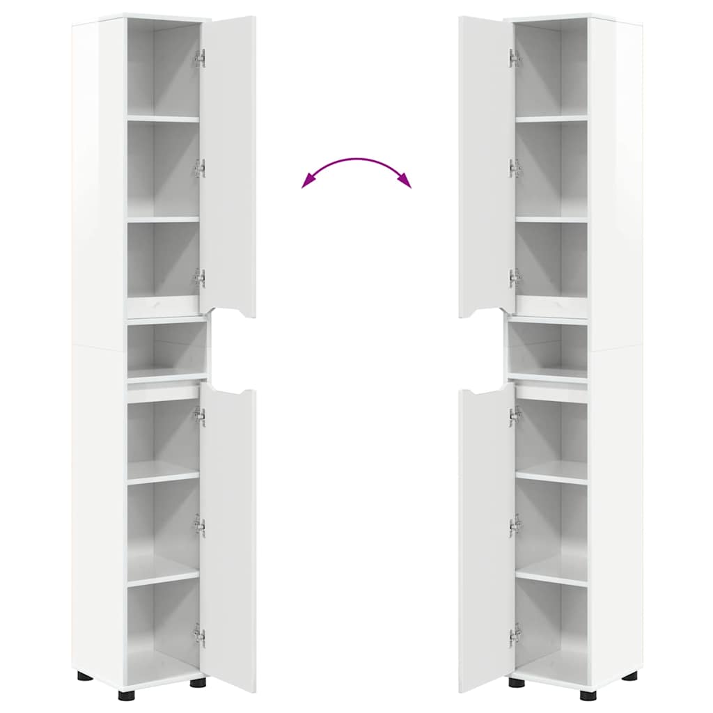 Dulap de Baie Alb lucios 30,5 x 30 x 195 cm Lemn compozit GartenMobel Dekor