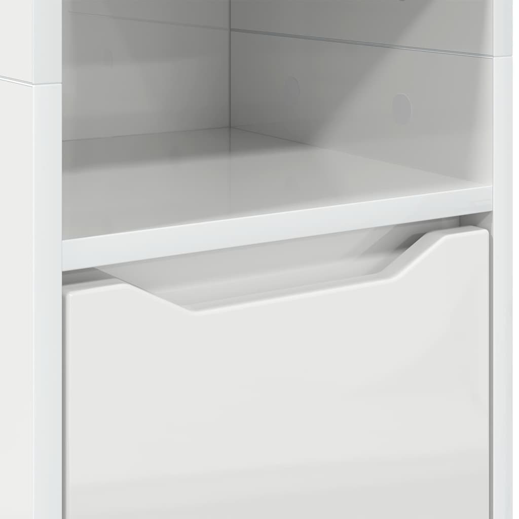 Dulap de Baie Alb lucios 30,5 x 30 x 195 cm Lemn compozit GartenMobel Dekor