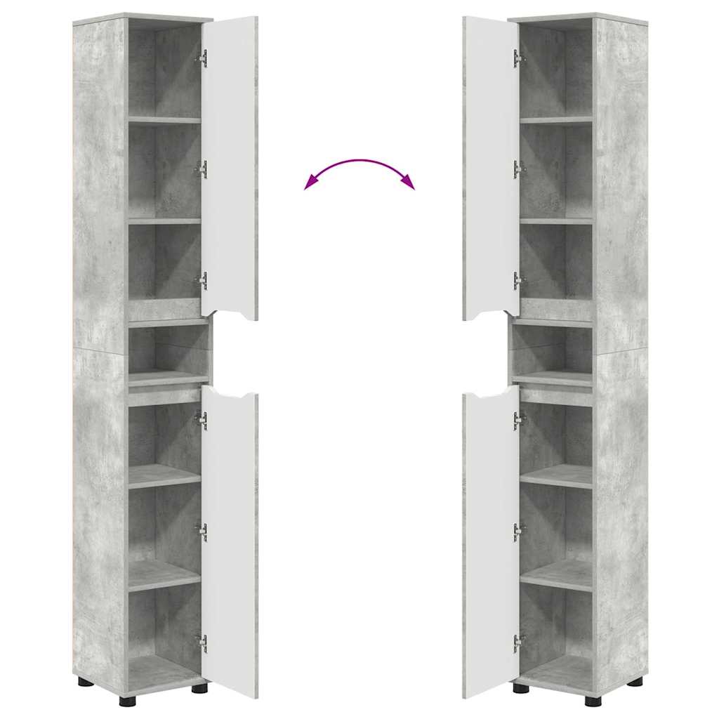 Dulap de Baie Gri din beton 30,5 x 30 x 195 cm Lemn compozit GartenMobel Dekor