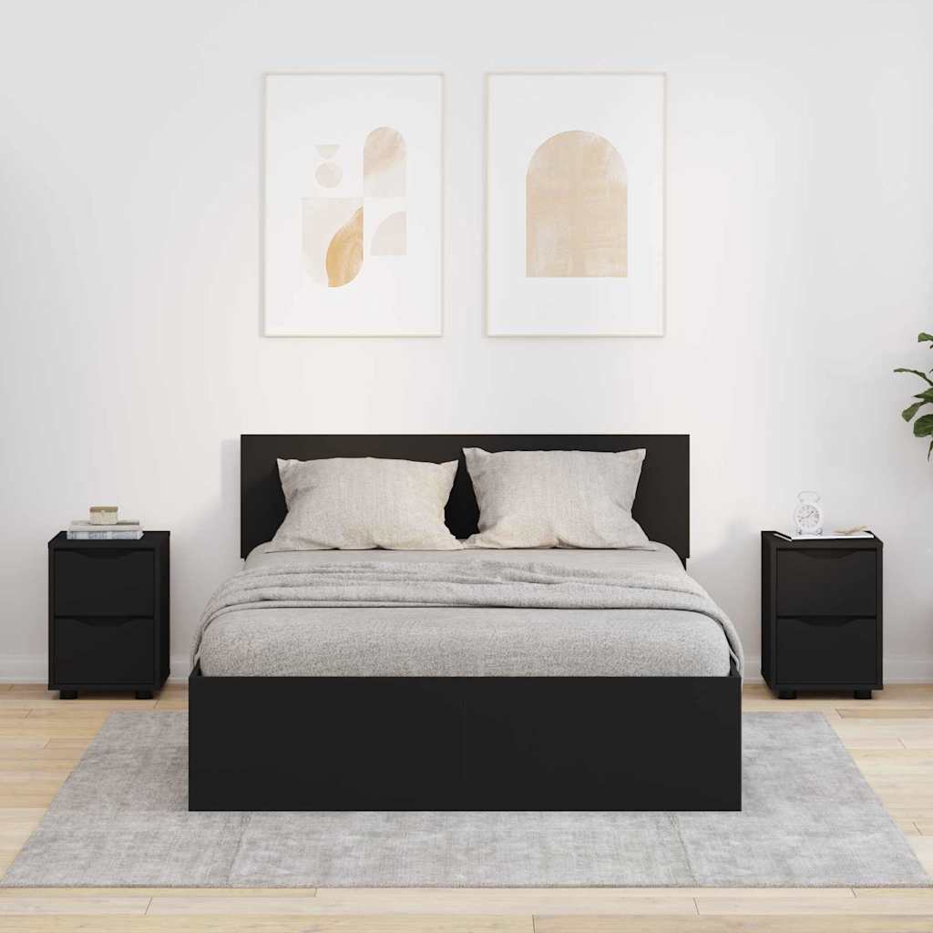 Mese de noptieră 2 pcs Negru 30,5 x 30 x 43 cm Lemn compozit GartenMobel Dekor