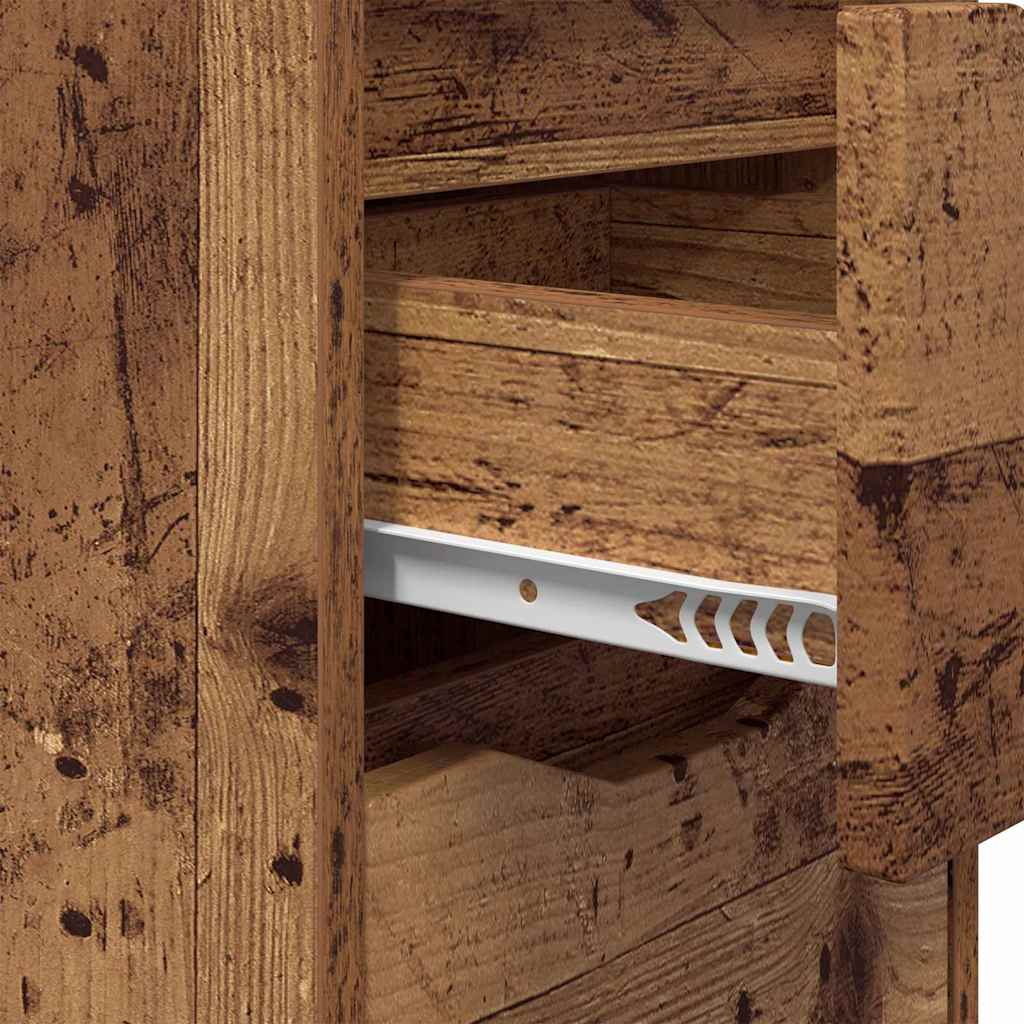 Mese de noptieră cu sertar 2 pcs Lemn Vechi 30,5 x 30 x 43 cm GartenMobel Dekor