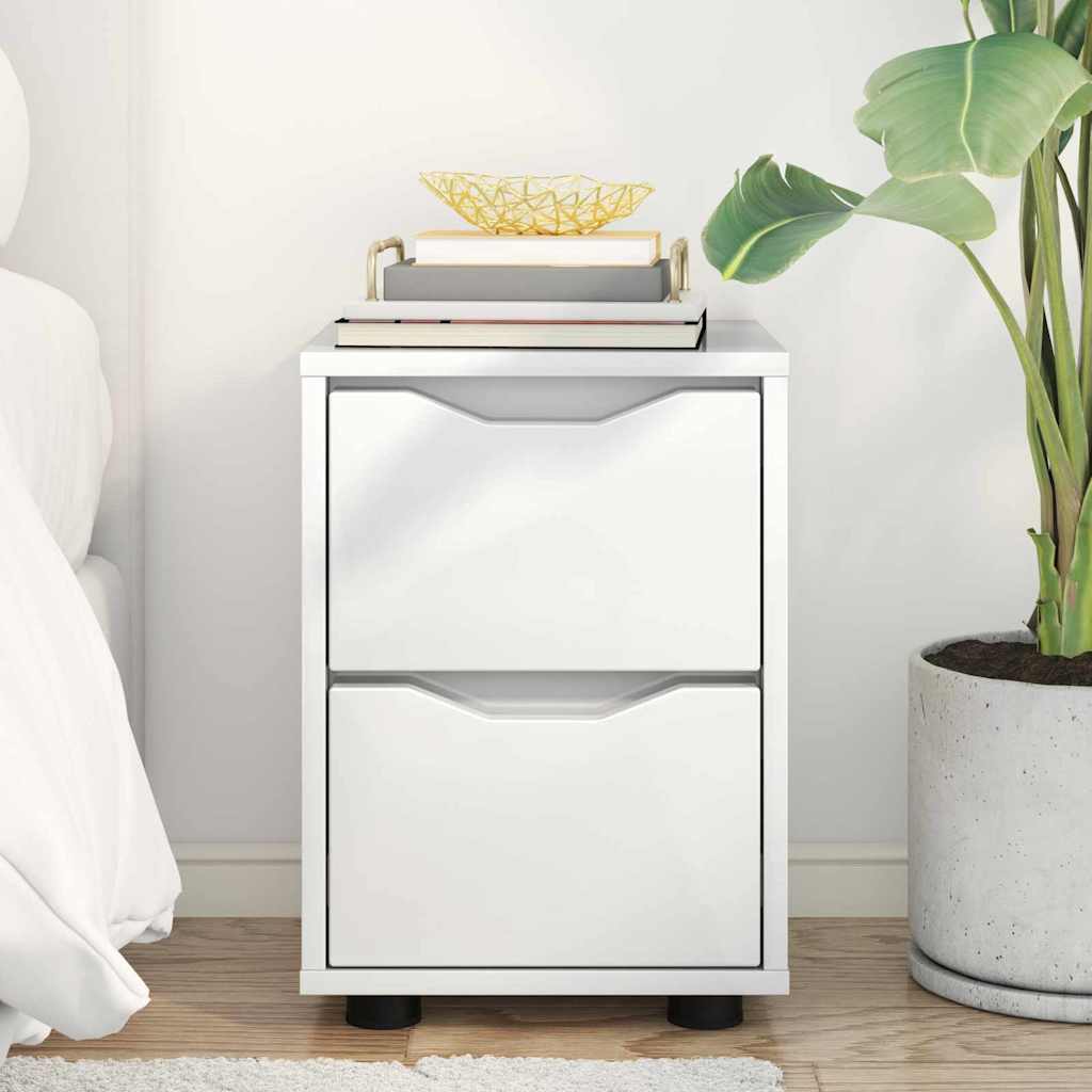 Noptieră cu sertar Alb lucios 30,5 x 30 x 43 cm Lemn compozit GartenMobel Dekor