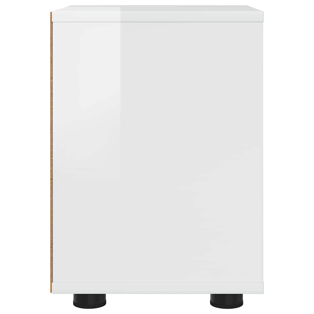 Noptieră cu sertar Alb lucios 30,5 x 30 x 43 cm Lemn compozit GartenMobel Dekor