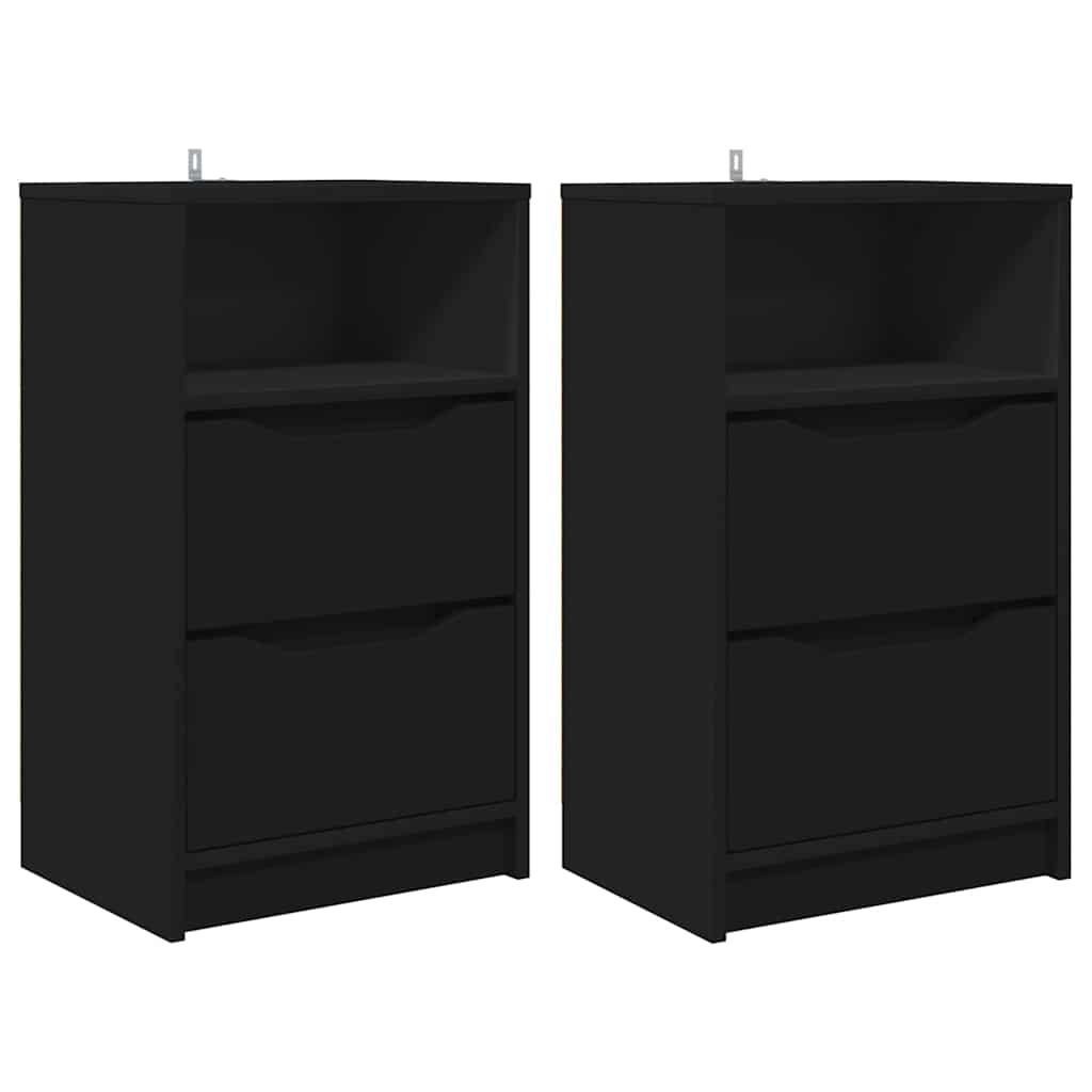 Mese de noptieră 2 pcs Negru 40 x 30 x 467 cm Lemn compozit GartenMobel Dekor