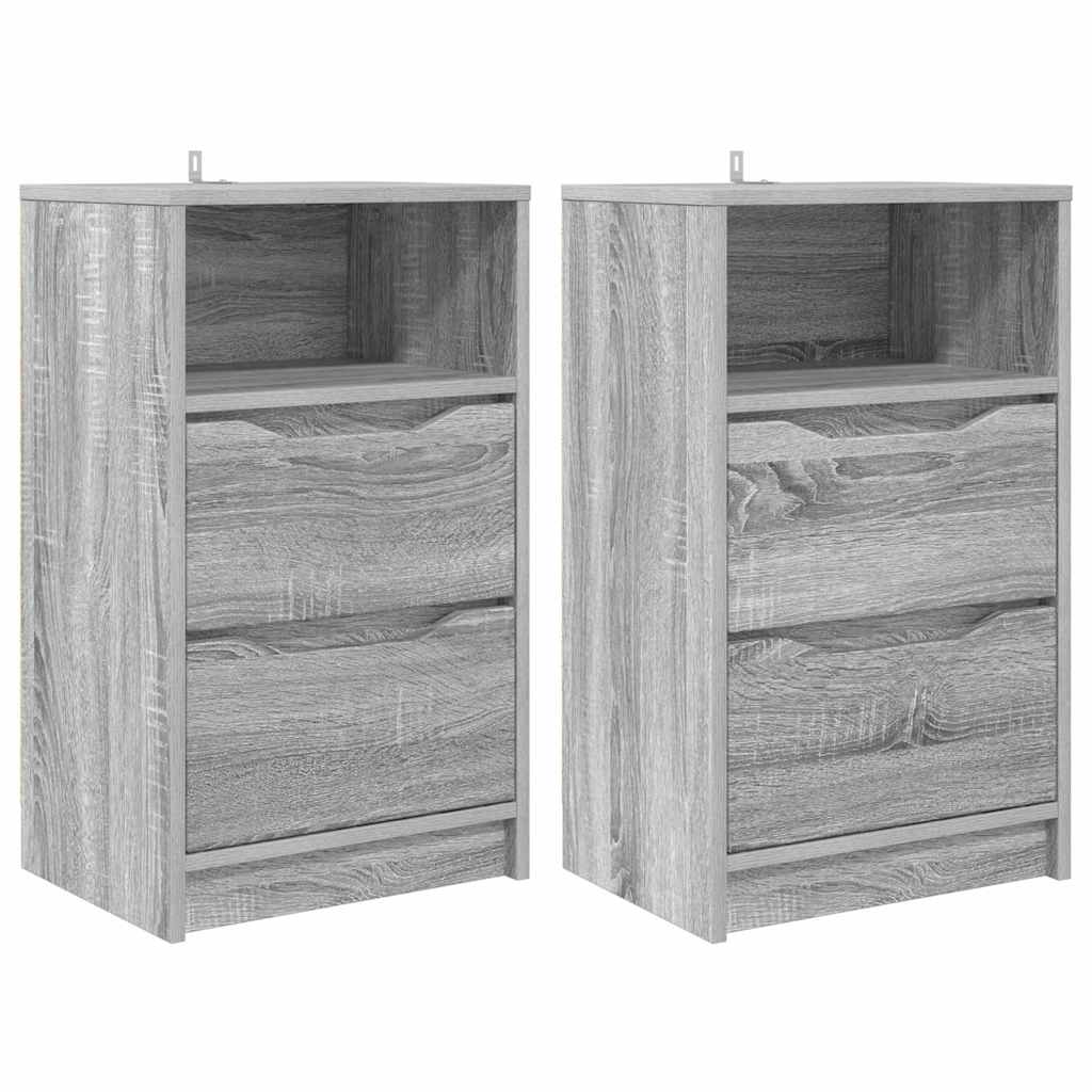 Mese de noptieră cu sertar 2 pcs Gri Sonoma 40 x 30 x 467 cm GartenMobel Dekor