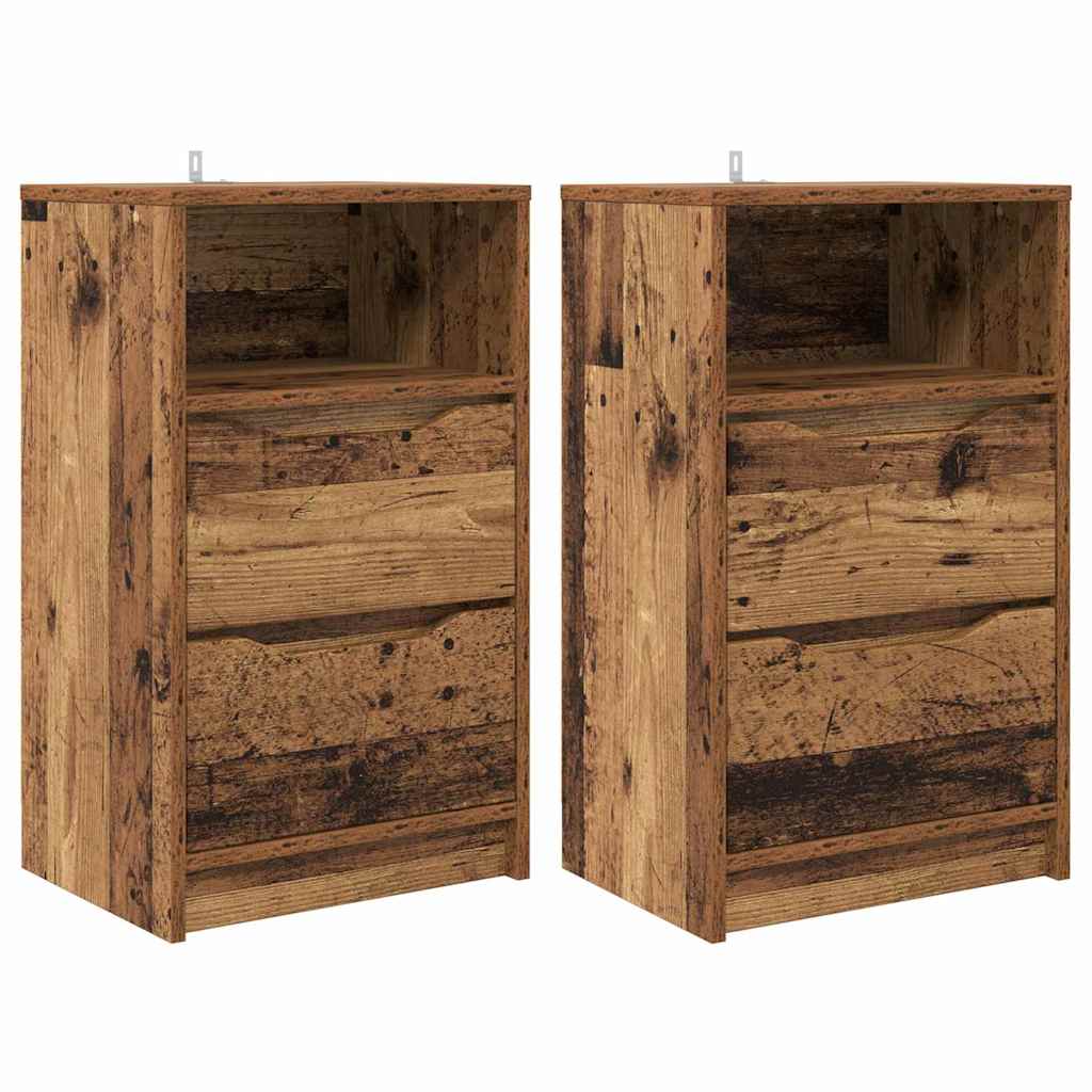 Mese de noptieră cu sertar 2 pcs Lemn Vechi 40 x 30 x 467 cm GartenMobel Dekor