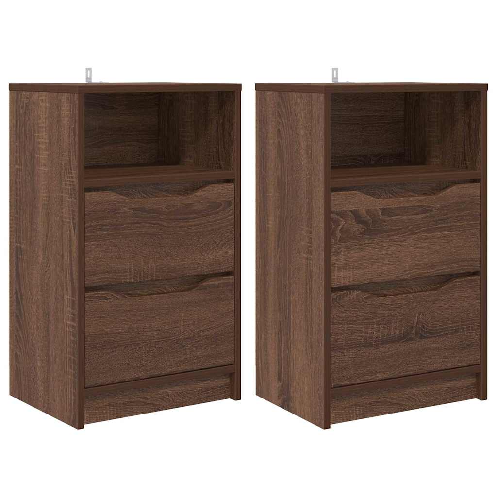 Mese de noptieră cu sertar 2 pcs Stejar închis 40 x 30 x 467 cm GartenMobel Dekor