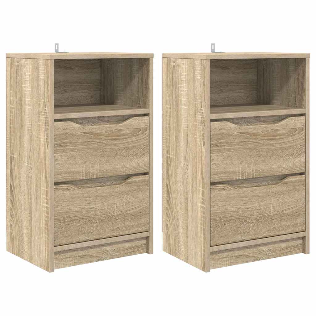 Mese de noptieră cu sertar 2 pcs Stejar Sonoma 40 x 30 x 467 cm GartenMobel Dekor