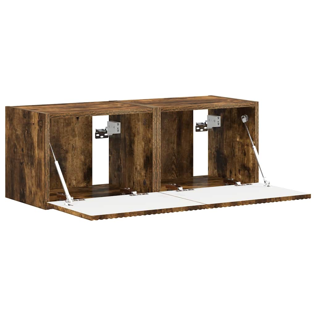 Dulap TV de perete 2 pcs Stejar fumuriu 60 x 31 x 29.5 cm GartenMobel Dekor