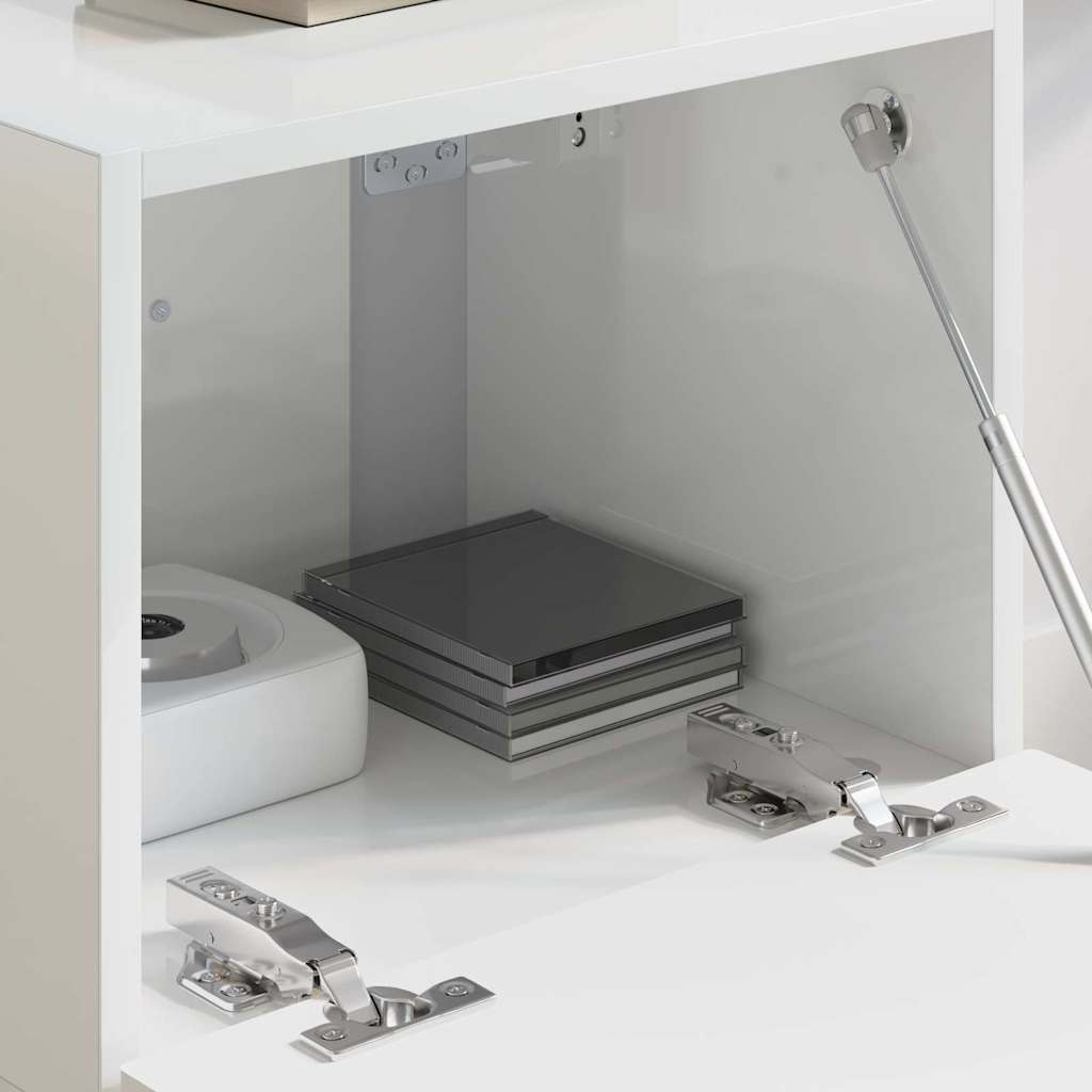 Dulap TV de perete Alb Lucios 60 x 31 x 29.5 cm Lemn compozit GartenMobel Dekor