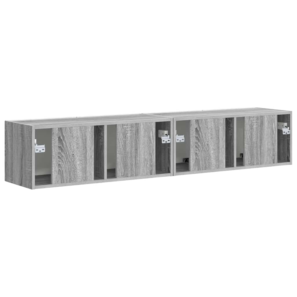 Dulap TV de perete Pe perete 2 pcs Gri Sonoma 60 x 31 x 29.5 cm GartenMobel Dekor