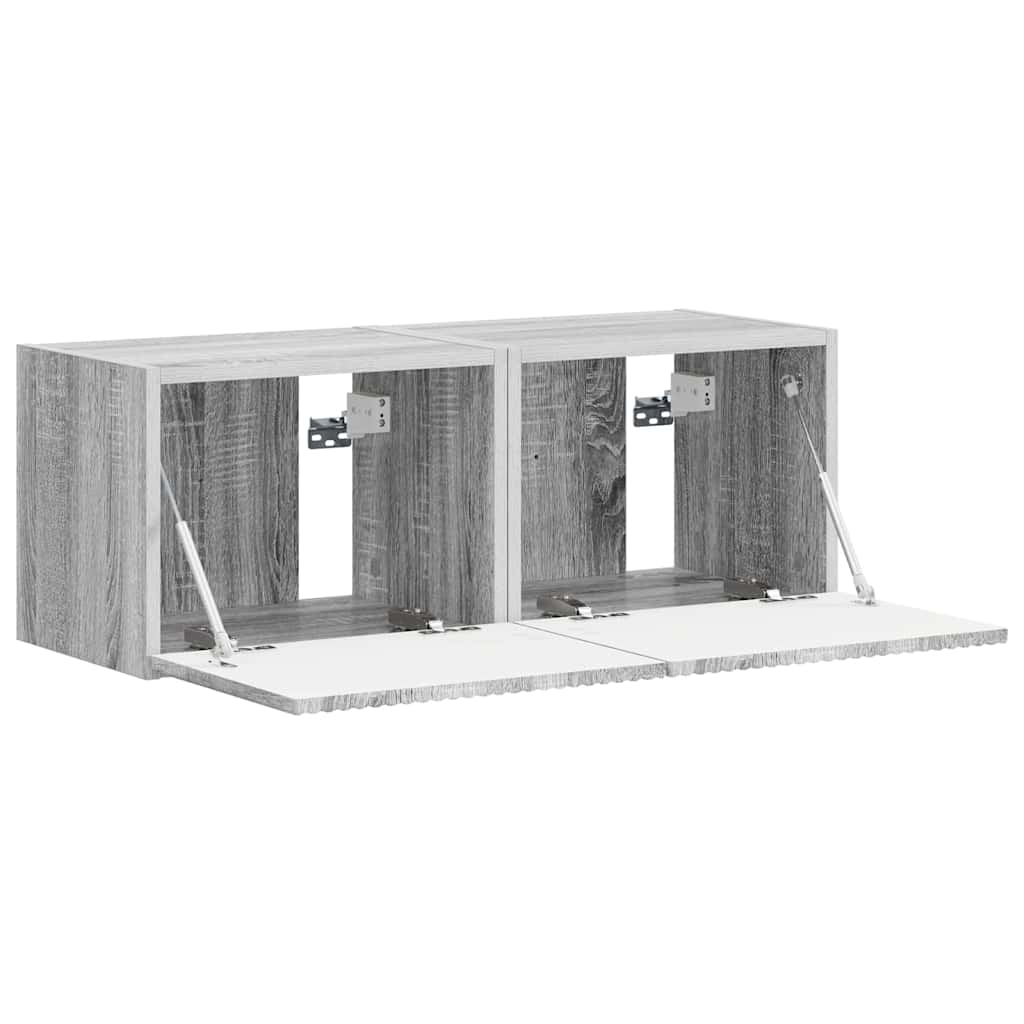 Dulap TV de perete Pe perete 2 pcs Gri Sonoma 60 x 31 x 29.5 cm GartenMobel Dekor