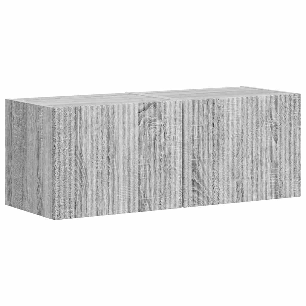 Dulap TV de perete Pe perete 2 pcs Gri Sonoma 60 x 31 x 29.5 cm GartenMobel Dekor