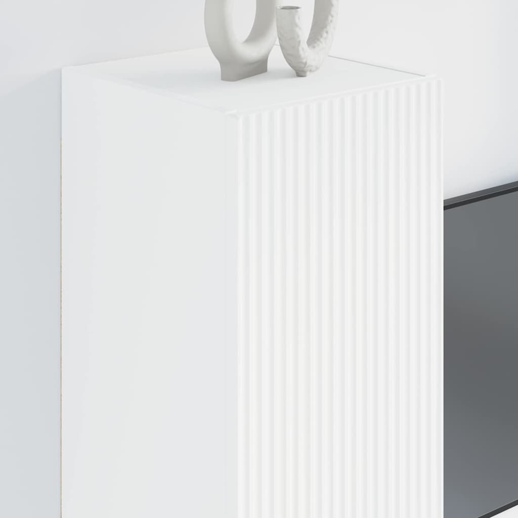 Dulap TV de perete 2 pcs Alb 30 x 31 x 80 cm Lemn compozit GartenMobel Dekor