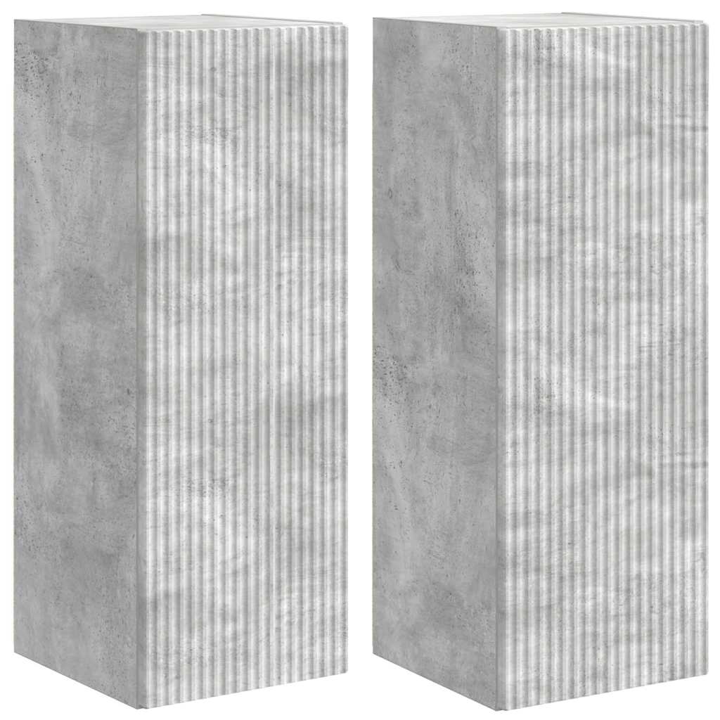 Dulap TV de perete 2 pcs Beton 30 x 31 x 80 cm Lemn compozit GartenMobel Dekor