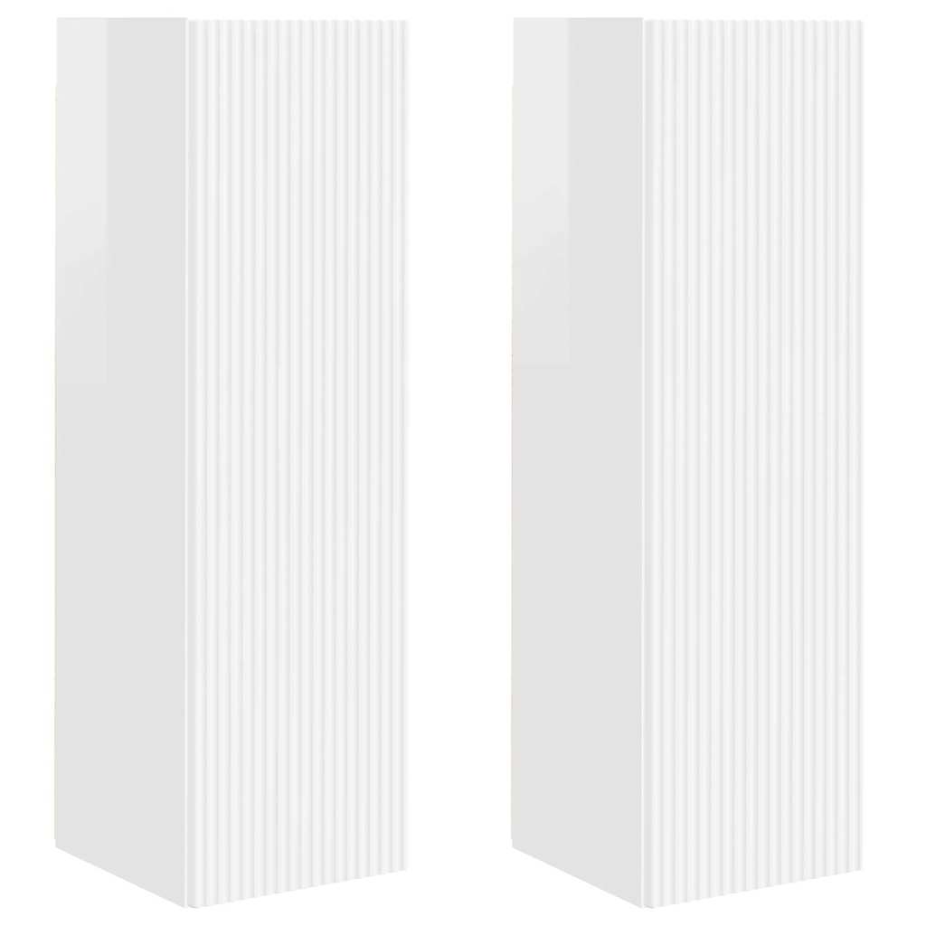 Dulap TV de perete Pe perete 2 pcs Alb Lucios 30 x 31 x 100 cm GartenMobel Dekor