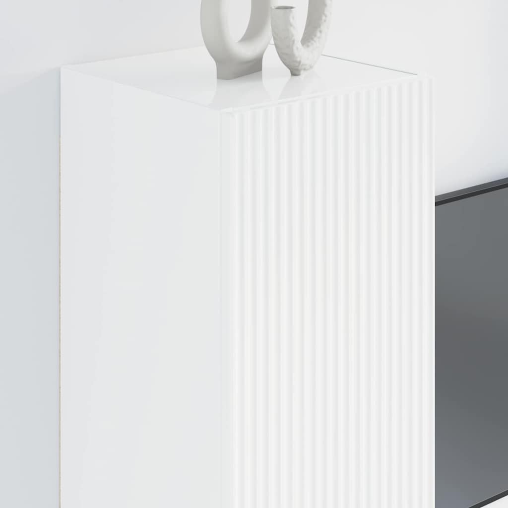 Dulap TV de perete Pe perete 2 pcs Alb Lucios 30 x 31 x 80 cm GartenMobel Dekor