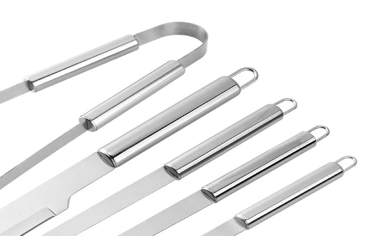 Set ustensile gratar, 9 piese, cutit, furculita, cleste, perie, otel, 800g, 38,5 x 12 x 5cm, argintiu MultiMark GlobalProd