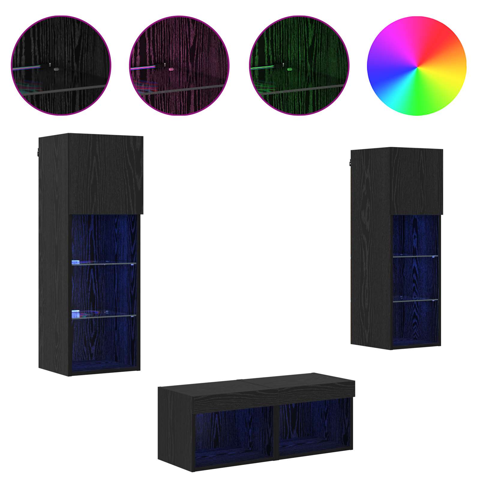 Dulapuri pentru TV Pe perete 4 pcs Stejar Negru 40 x 30 x 30 cm GartenMobel Dekor