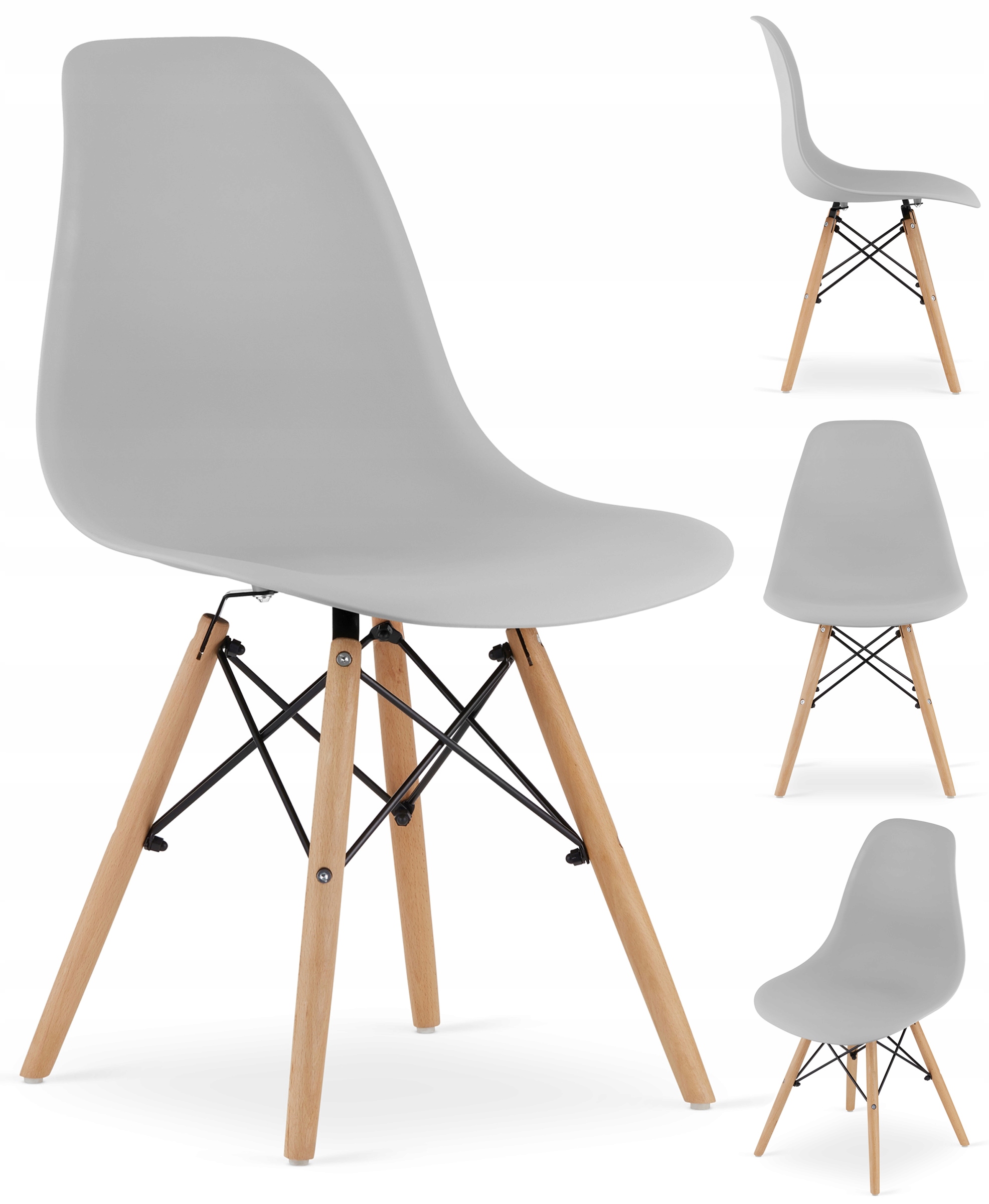 Set 4 scaune dining Scandinav pentru bucatarie, 38x42x82cm, gri Household NewTrend