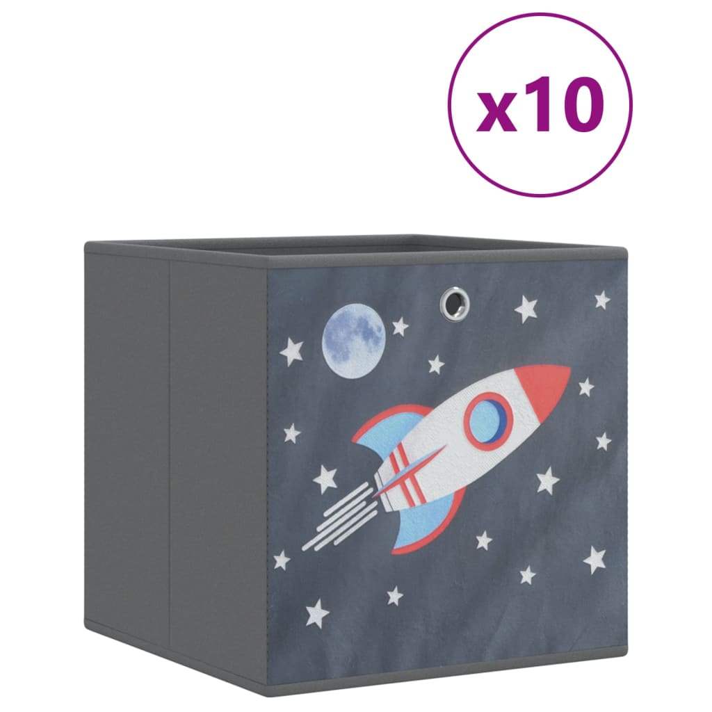 Cutii depozitare pliabile 10 buc. gri 32x32x32cm textil nețesut GartenMobel Dekor