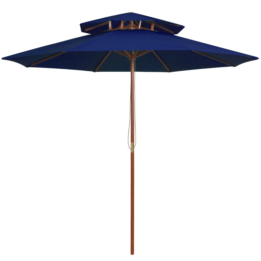 Umbrelă de soare dublă, stâlp din lemn, albastru, 270 cm GartenMobel Dekor