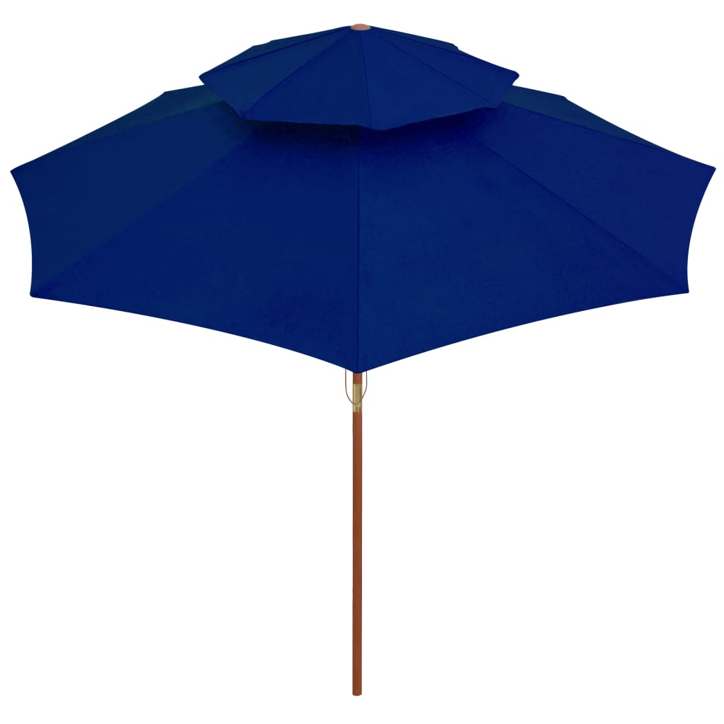 Umbrelă de soare dublă, stâlp din lemn, albastru, 270 cm GartenMobel Dekor