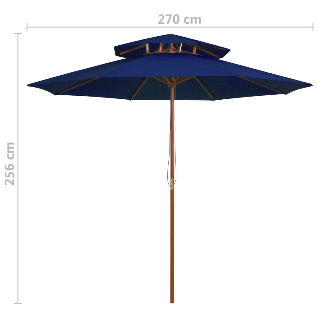 Umbrelă de soare dublă, stâlp din lemn, albastru, 270 cm GartenMobel Dekor