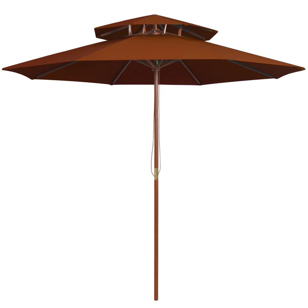 Umbrelă de soare dublă, stâlp din lemn, cărămiziu, 270 cm GartenMobel Dekor