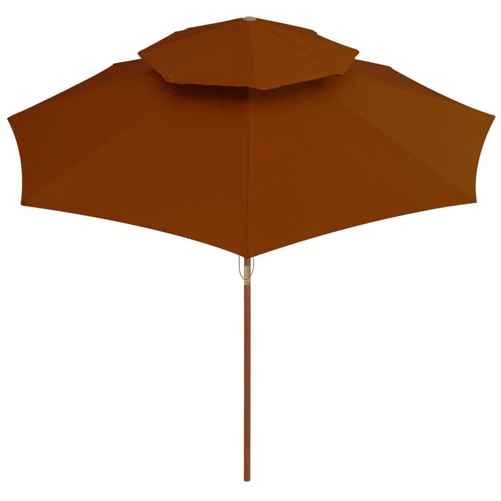 Umbrelă de soare dublă, stâlp din lemn, cărămiziu, 270 cm GartenMobel Dekor