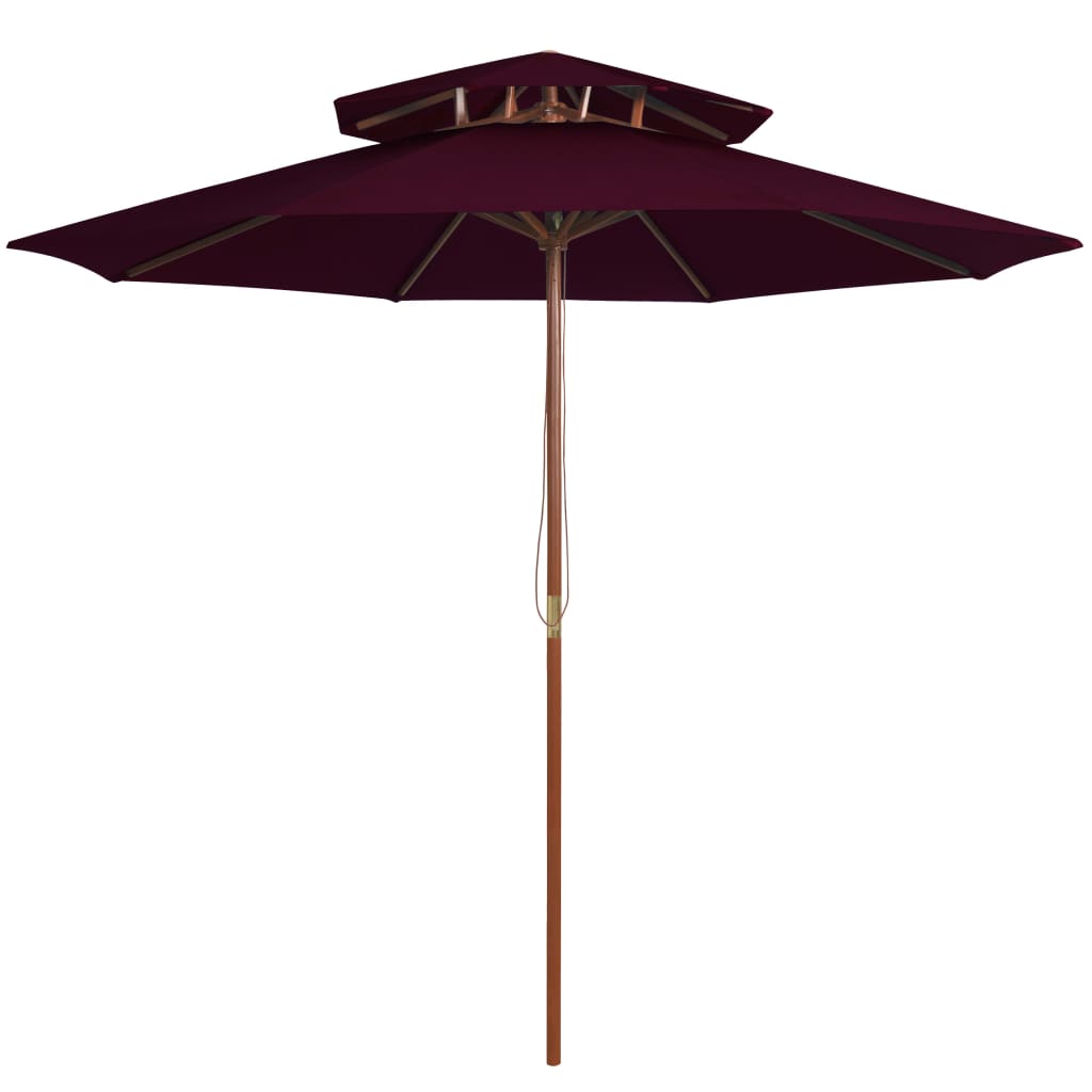Umbrelă de soare dublă, stâlp din lemn, roșu bordo, 270 cm GartenMobel Dekor
