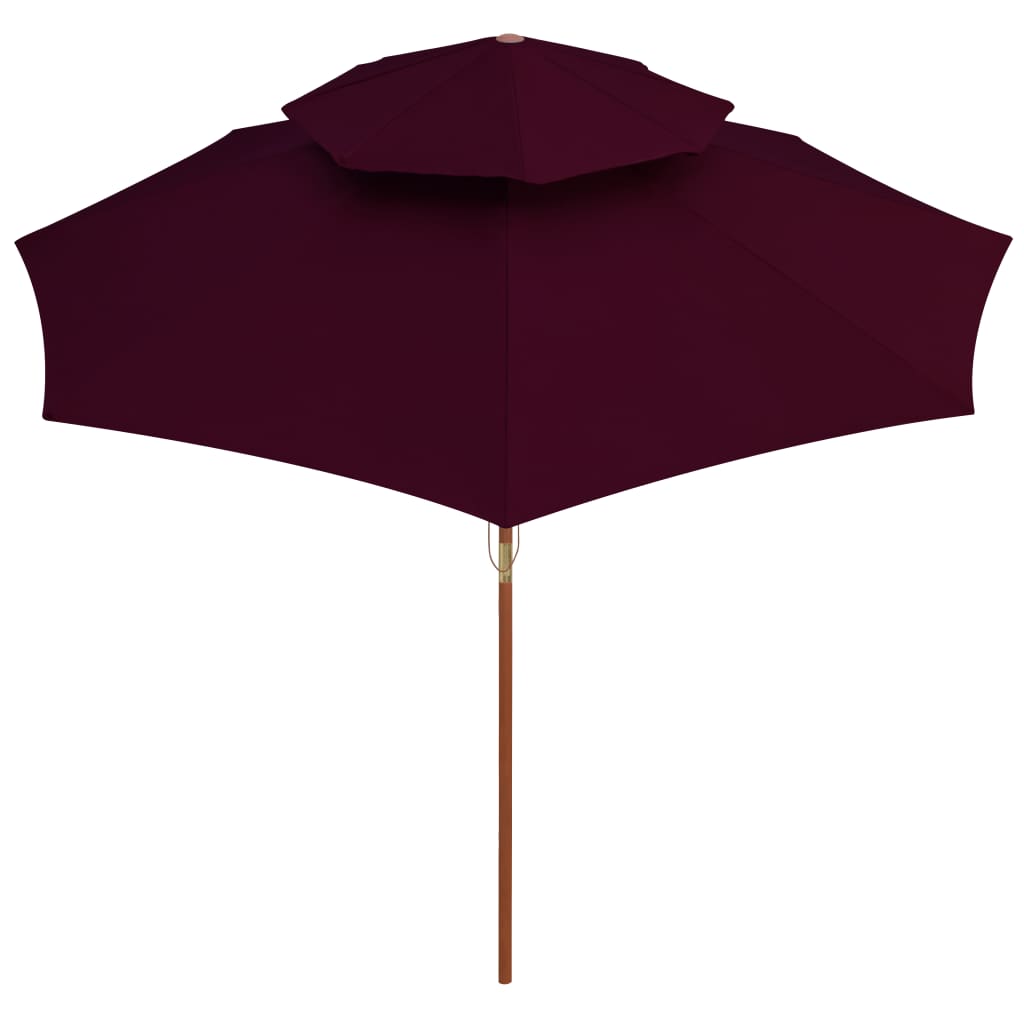 Umbrelă de soare dublă, stâlp din lemn, roșu bordo, 270 cm GartenMobel Dekor